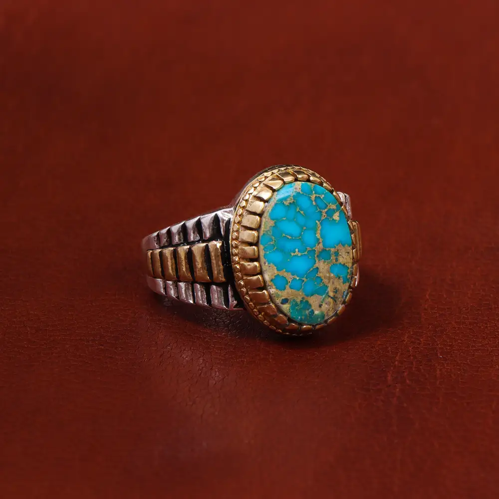 انگشتر فیروزه شجری مردانه کد 18581