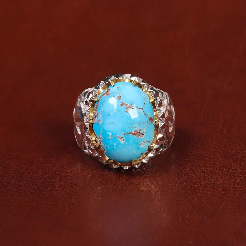 انگشتر فیروزه شجری مردانه کد 17912