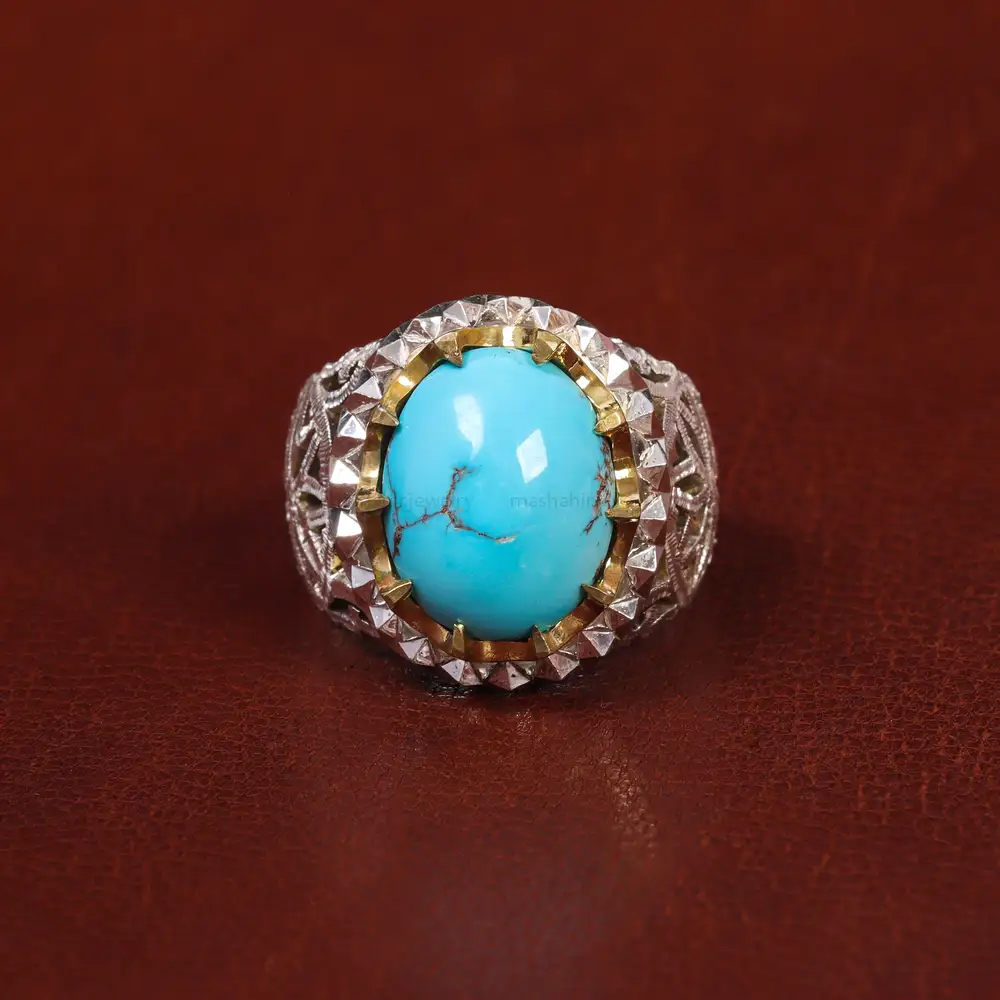 انگشتر فیروزه شجری مردانه کد 17914
