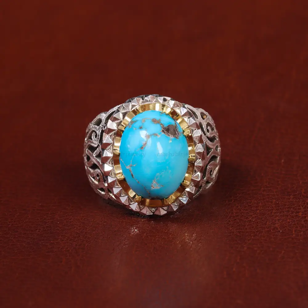 انگشتر فیروزه شجری مردانه کد 17916