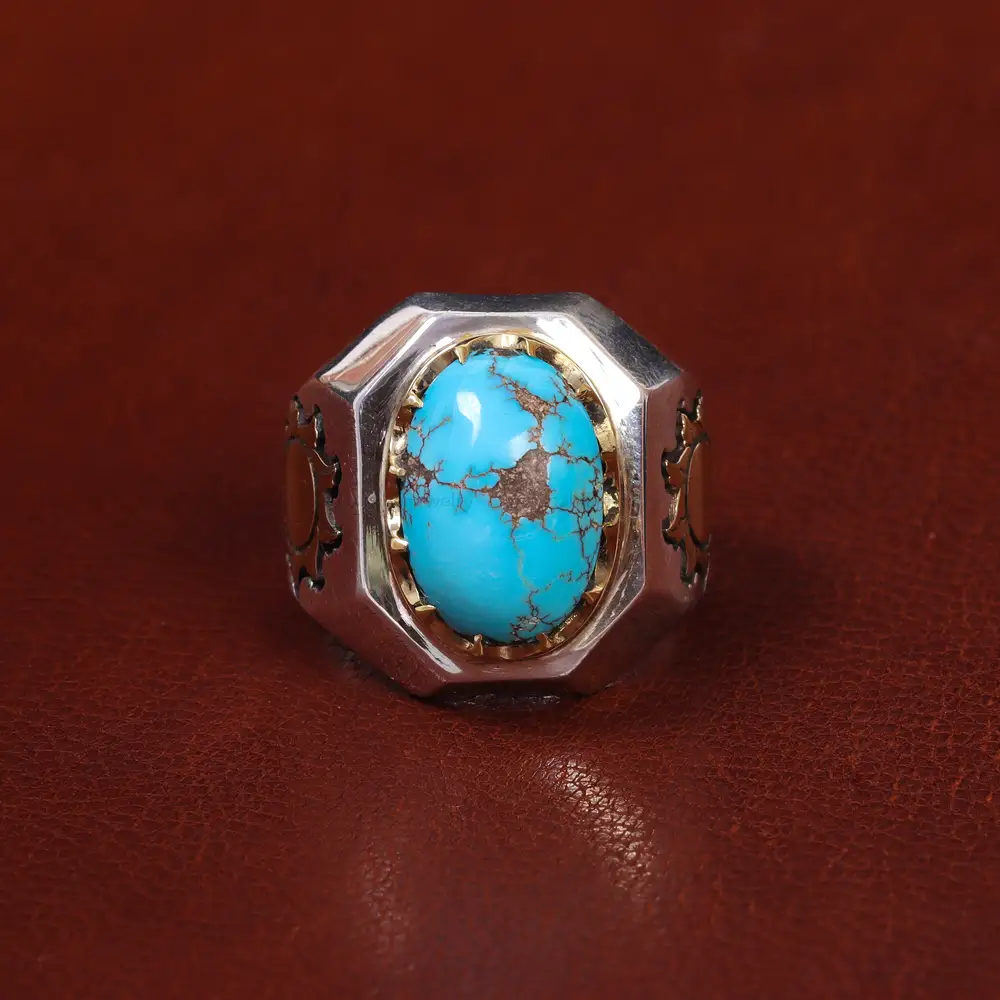انگشتر فیروزه شجری مردانه کد 17917