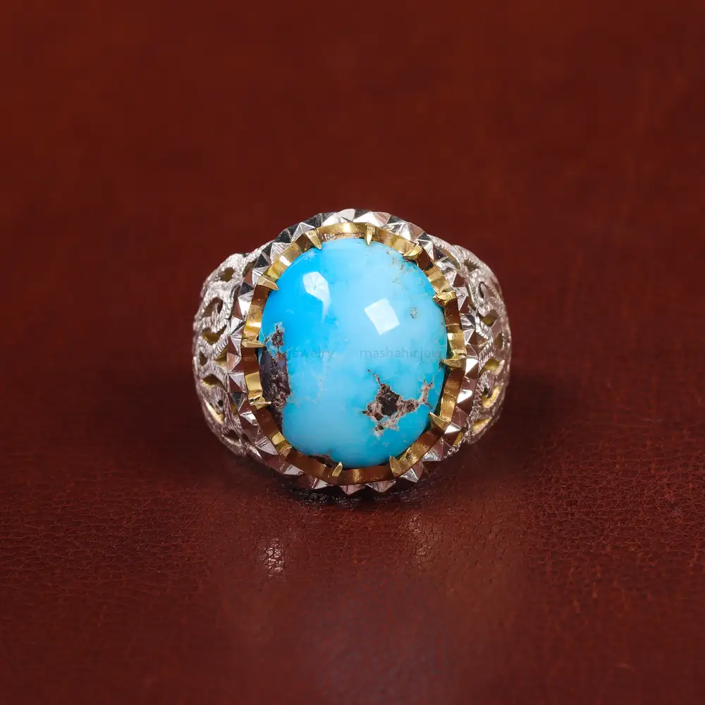 انگشتر فیروزه شجری مردانه کد 17920