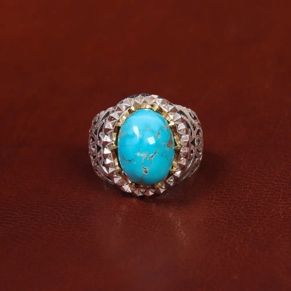 انگشتر فیروزه شجری مردانه کد 17924