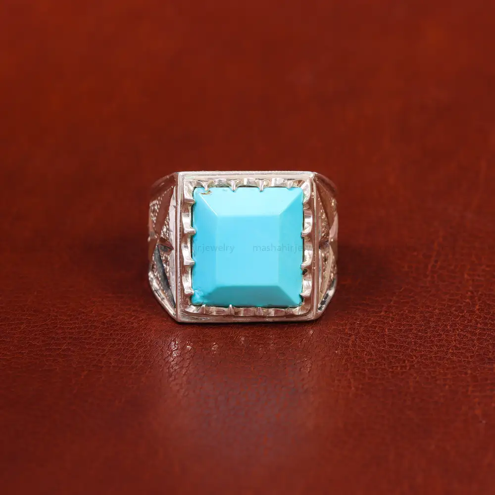 انگشتر فیروزه عجمی مردانه کد 17939