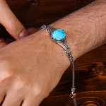 دستبند فیروزه مردانه کد 17946