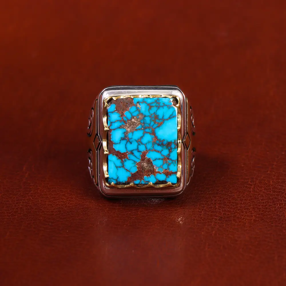 انگشتر فیروزه شجری مردانه کد 17951