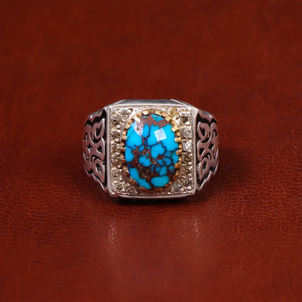 انگشتر فیروزه شجری مردانه کد 17990