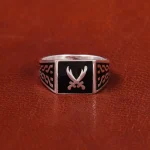 انگشتر عقیق مشکی مردانه ذوالقفار کد 18144