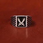 انگشتر عقیق مشکی مردانه ذوالقفار کد 18145