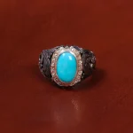 انگشتر فیروزه عجمی مردانه کد 18350