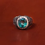 انگشتر توپاز آبی مردانه کد 18369