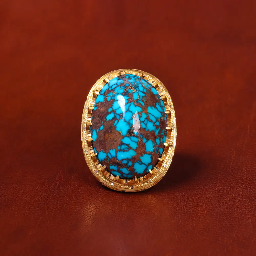 انگشتر فیروزه شجری مردانه کد 18406