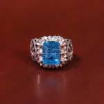 انگشتر توپاز آبی مردانه کد 18424