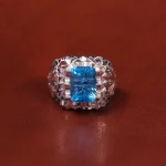 انگشتر توپاز آبی مردانه کد 18425