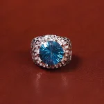 انگشتر توپاز آبی مردانه کد 18426