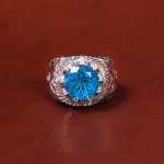 انگشتر توپاز آبی مردانه کد 18427