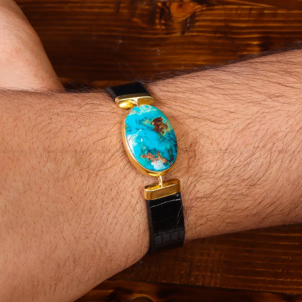 دستبند چرم فیروزه کد 18534