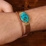 دستبند چرم فیروزه کد 18541