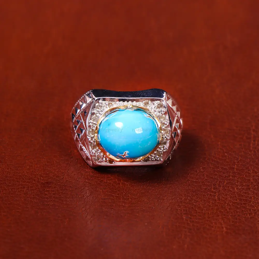 انگشتر فیروزه عجمی مردانه کد 18561