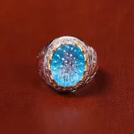 انگشتر توپاز آبی مردانه کد 18566