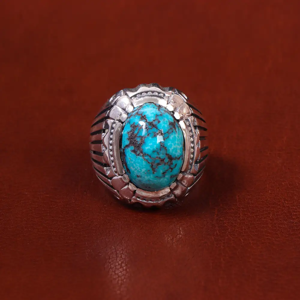 انگشتر فیروزه شجری مردانه کد 18572