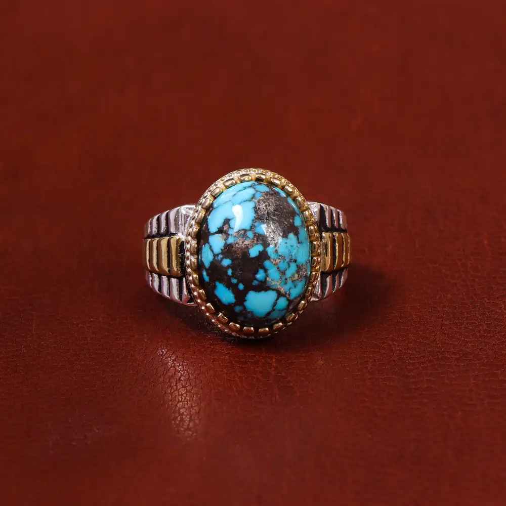 انگشتر فیروزه شجری مردانه کد 18582