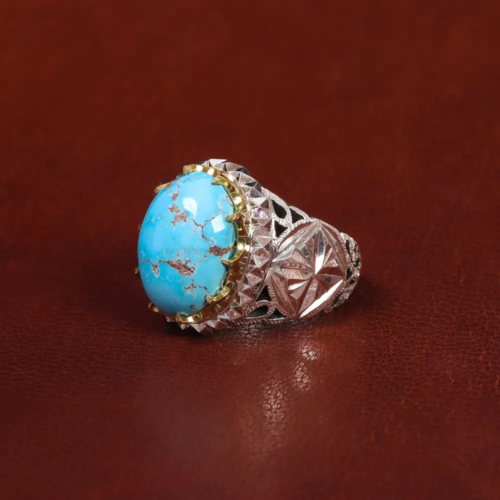 انگشتر فیروزه شجری مردانه کد 17912