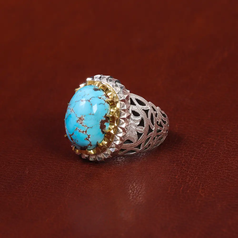 انگشتر فیروزه شجری مردانه کد 17913