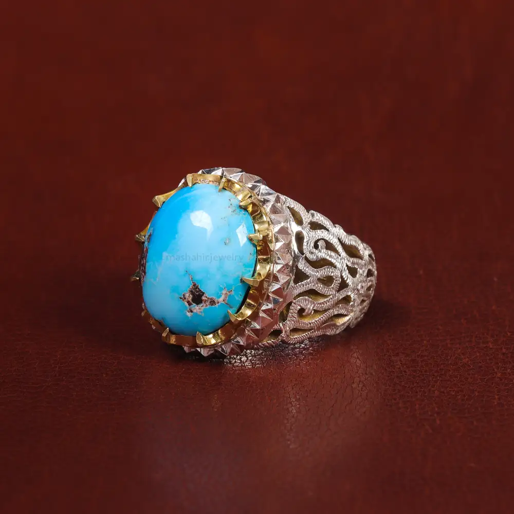 انگشتر فیروزه شجری مردانه کد 17920