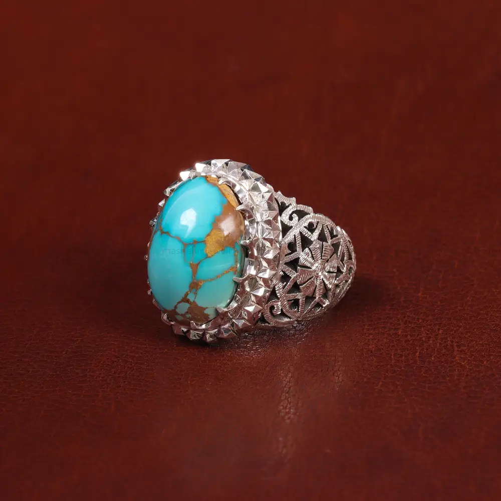 انگشتر فیروزه شجری مردانه کد 17923