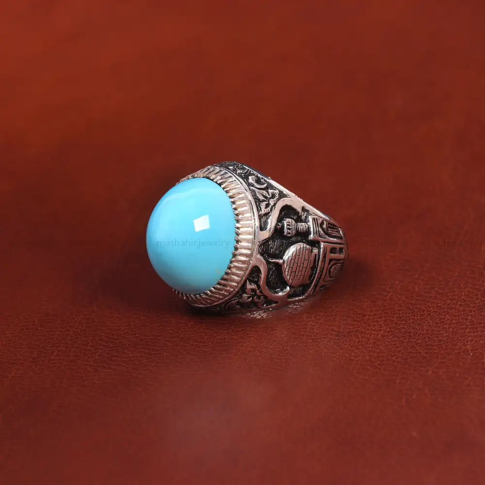 انگشتر فیروزه عجمی مردانه کد 17938