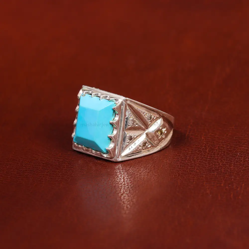 انگشتر فیروزه عجمی مردانه کد 17939