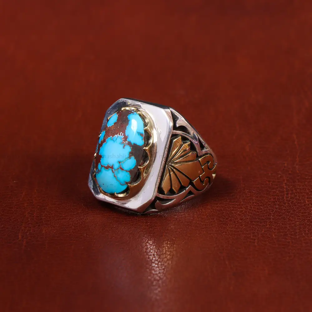 انگشتر فیروزه شجری مردانه کد 17952