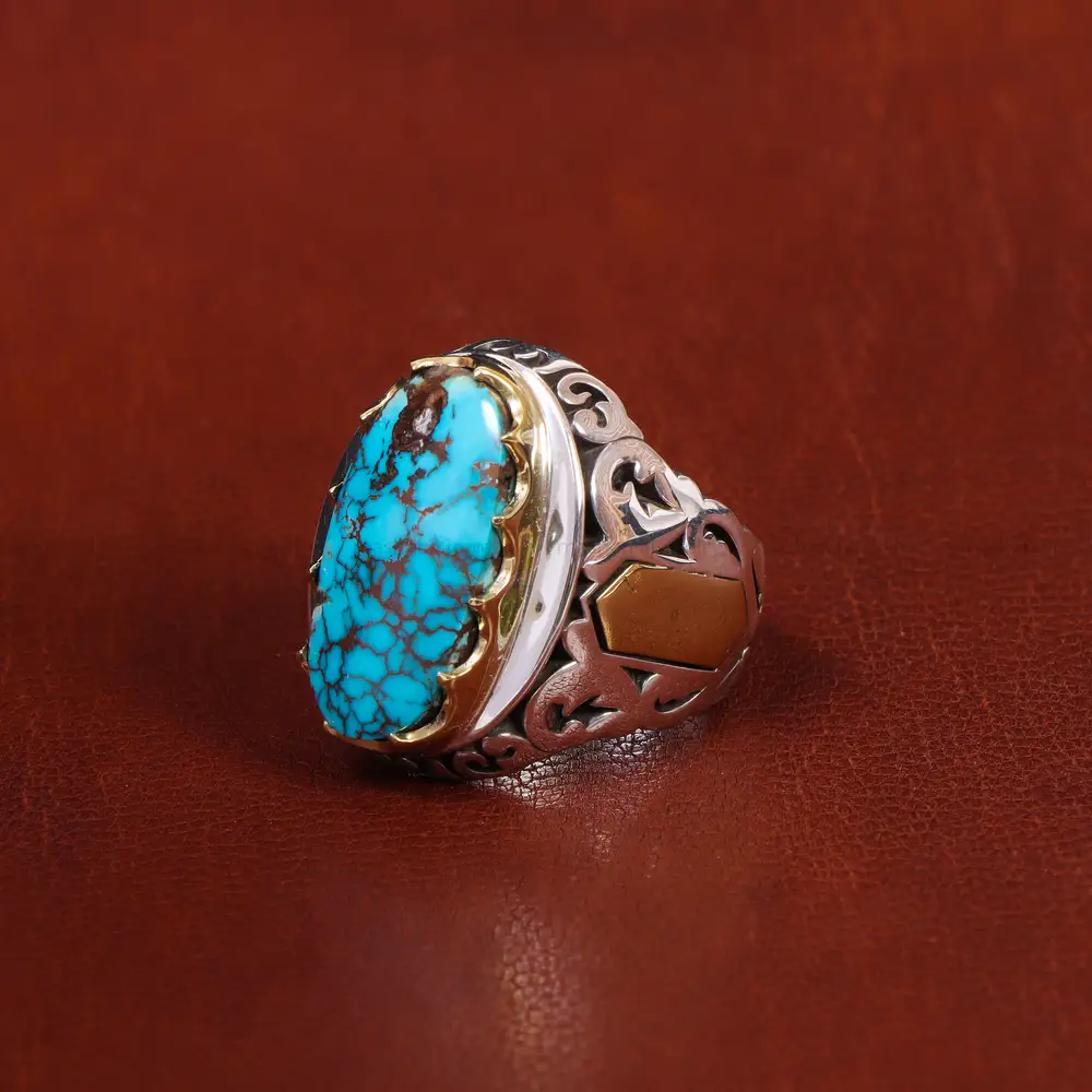 انگشتر فیروزه شجری مردانه کد 17982