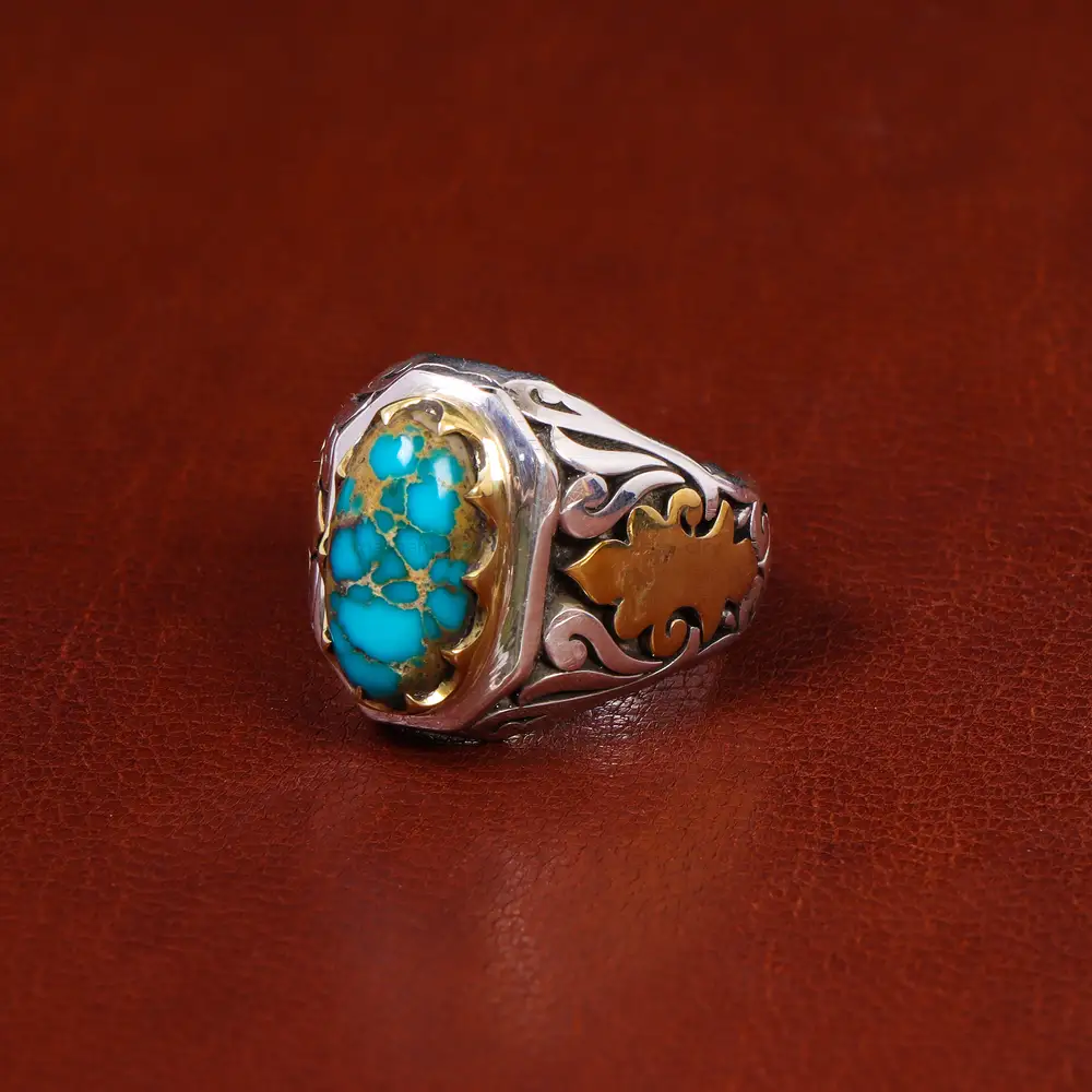 انگشتر فیروزه شجری مردانه کد 17989