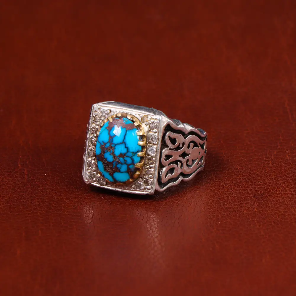 انگشتر فیروزه شجری مردانه کد 17990