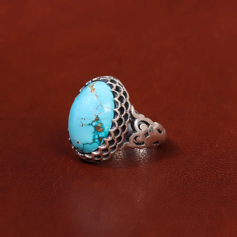 انگشتر فیروزه شجری مردانه کد 18384