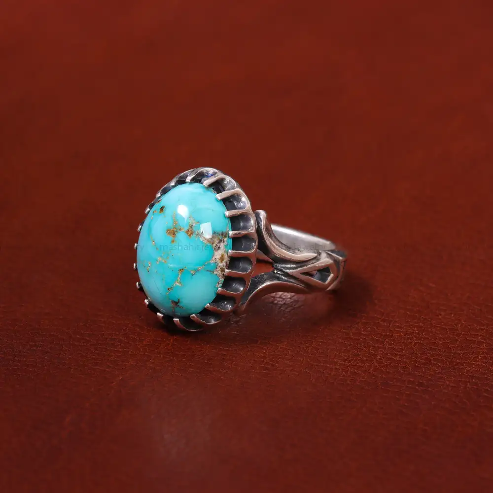 انگشتر فیروزه شجری مردانه کد 18385