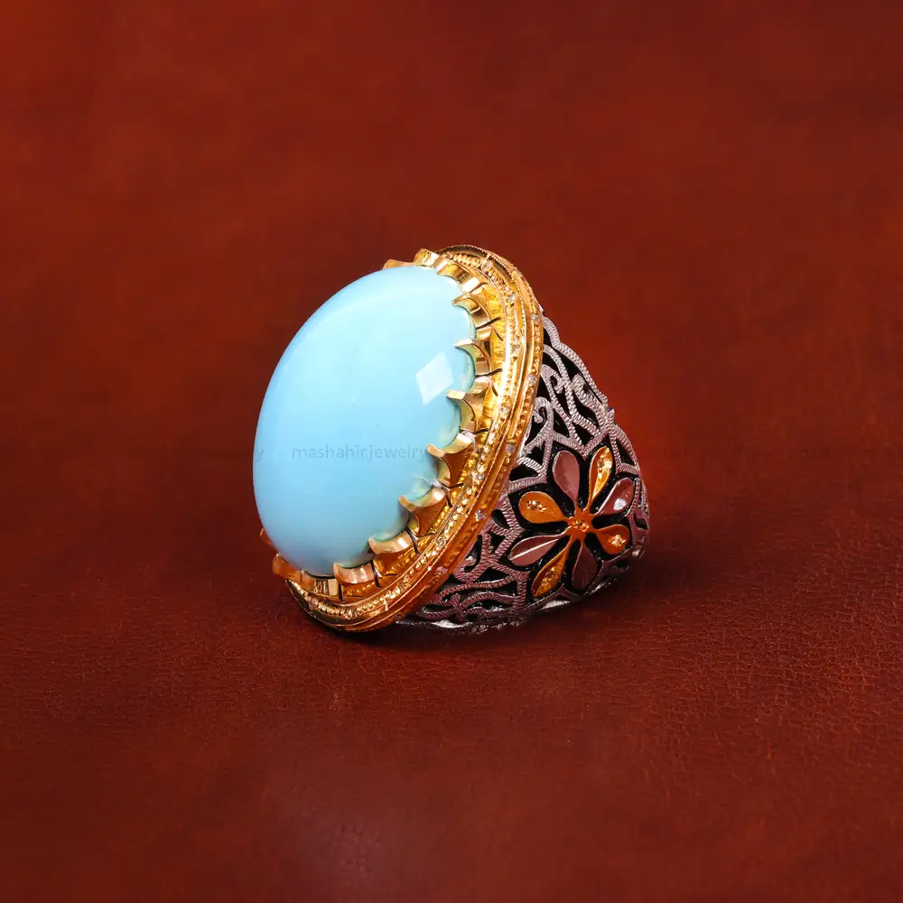 انگشتر فیروزه عجمی مردانه کد 18411