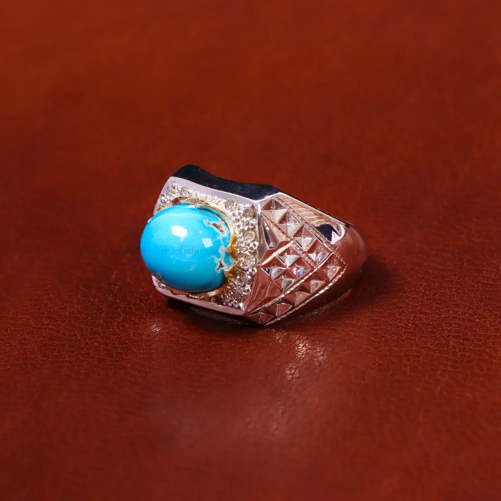 انگشتر فیروزه عجمی مردانه کد 18561