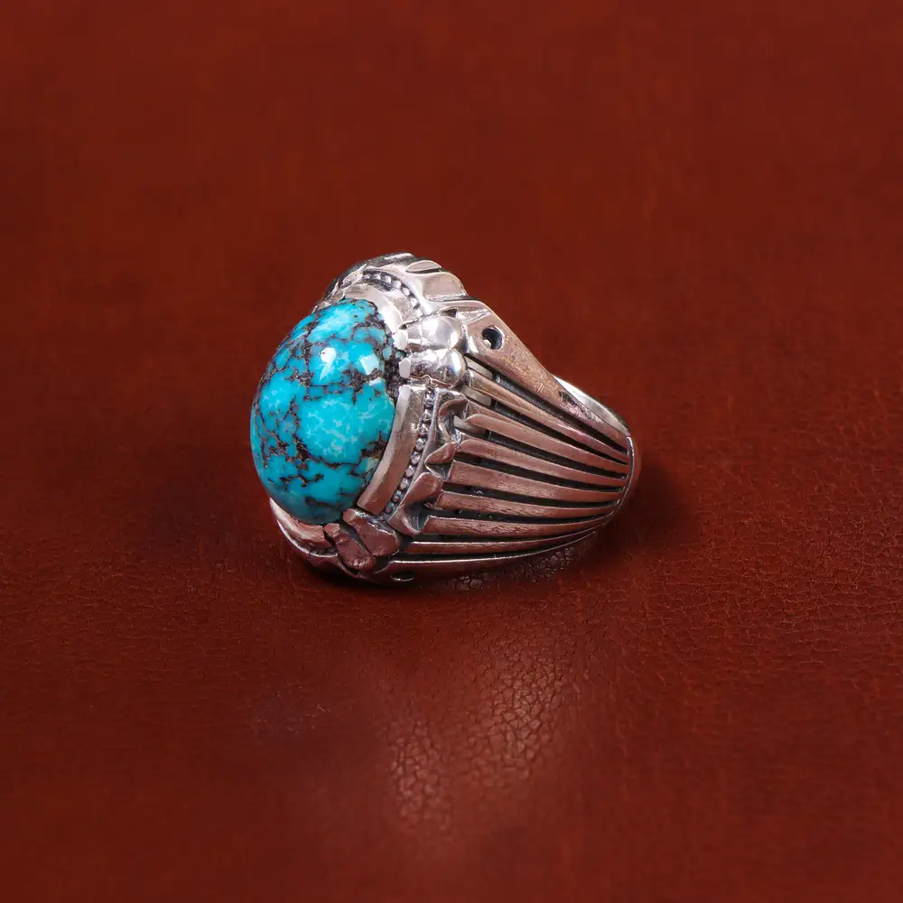 انگشتر فیروزه شجری مردانه کد 18572