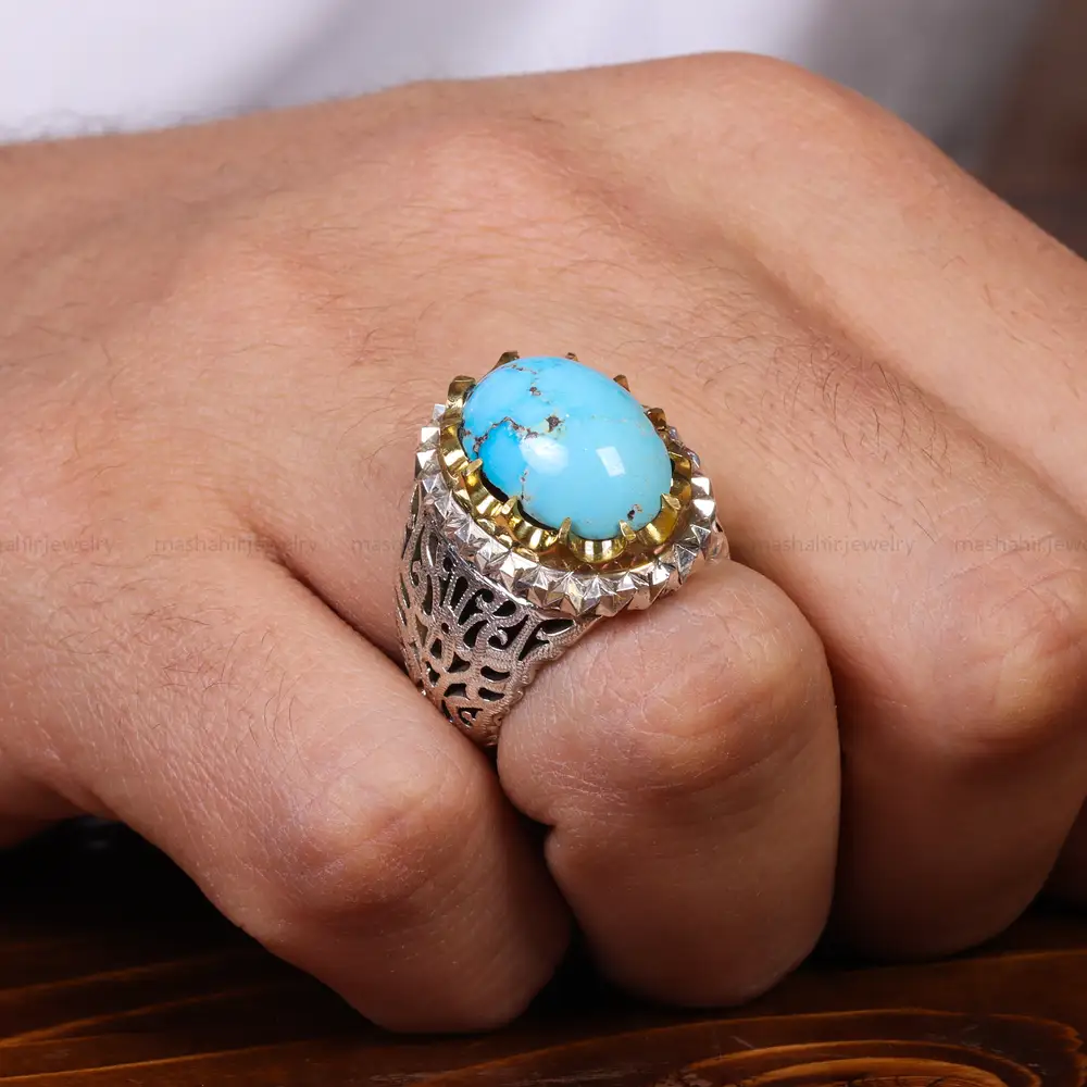 انگشتر فیروزه شجری مردانه کد 17919