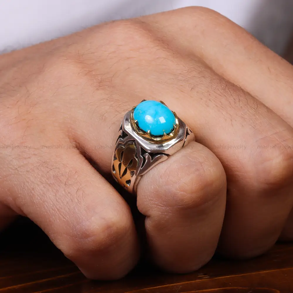 انگشتر فیروزه شجری مردانه کد 17932