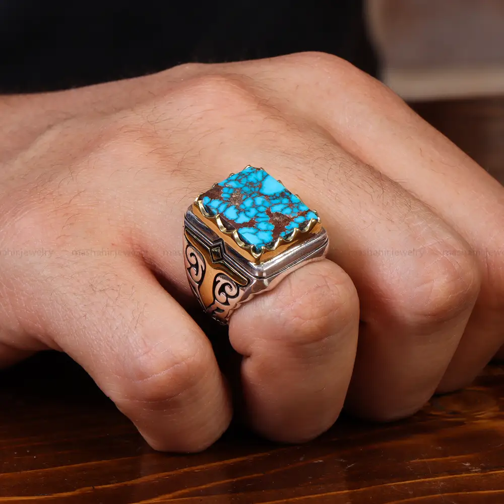 انگشتر فیروزه شجری مردانه کد 17951