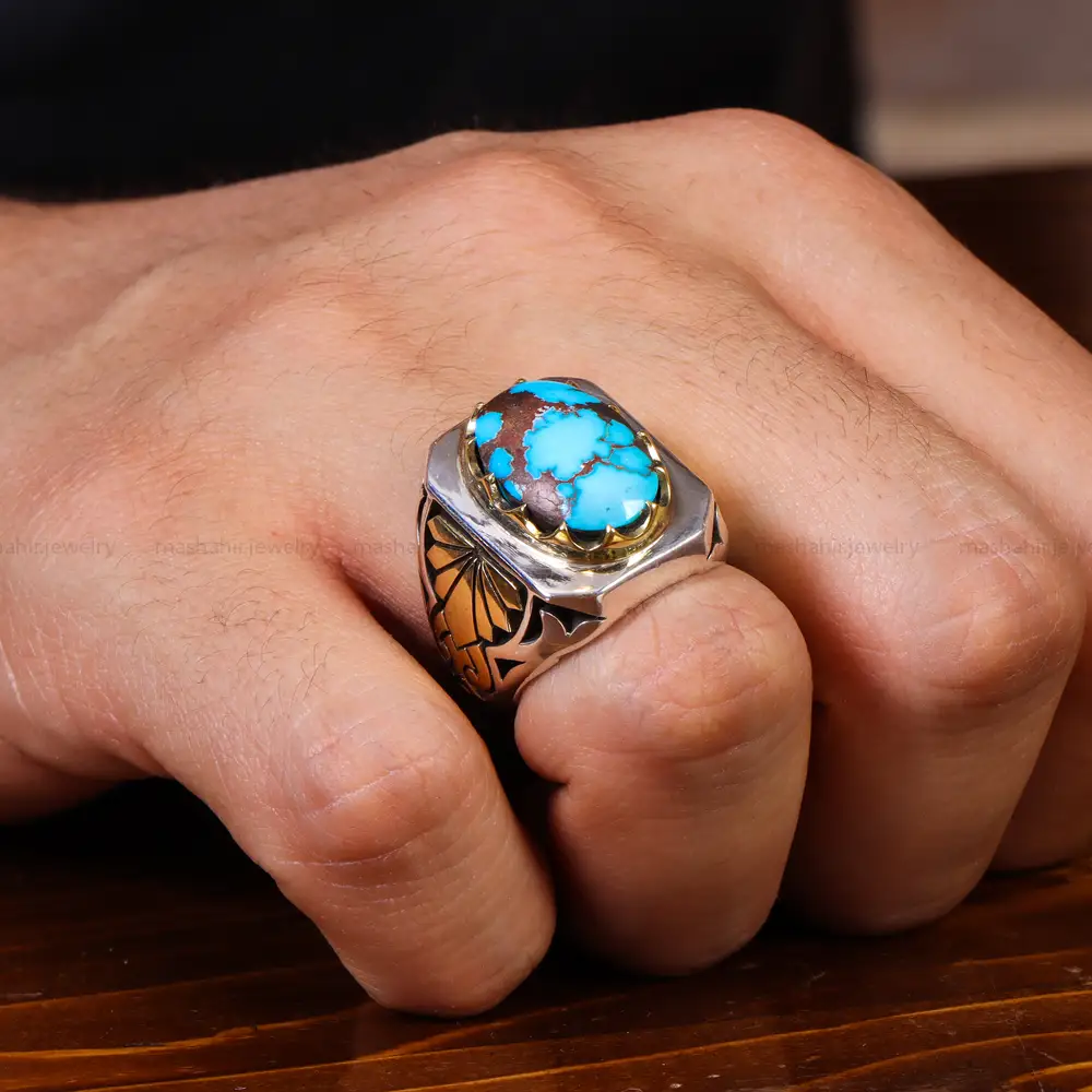انگشتر فیروزه شجری مردانه کد 17952