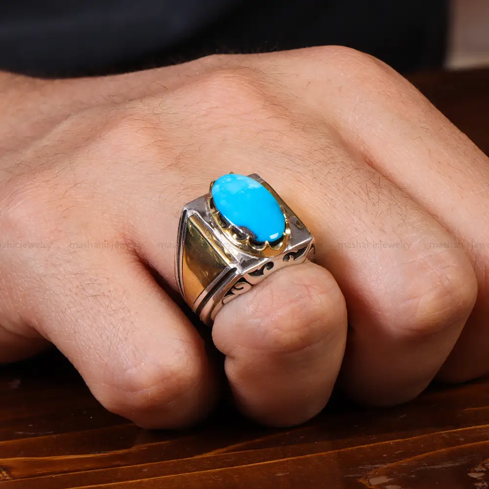 انگشتر فیروزه شجری مردانه کد 17966