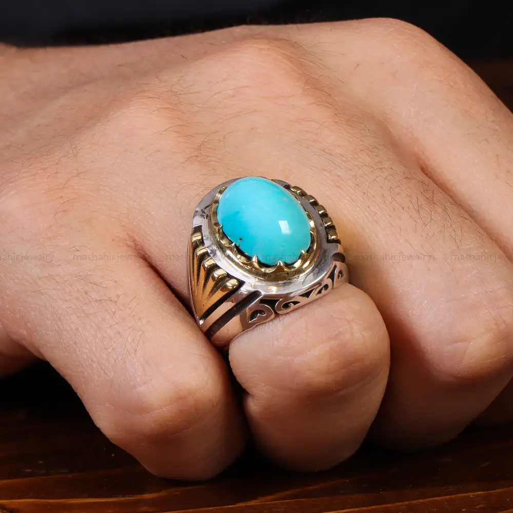انگشتر فیروزه شجری مردانه کد 17976