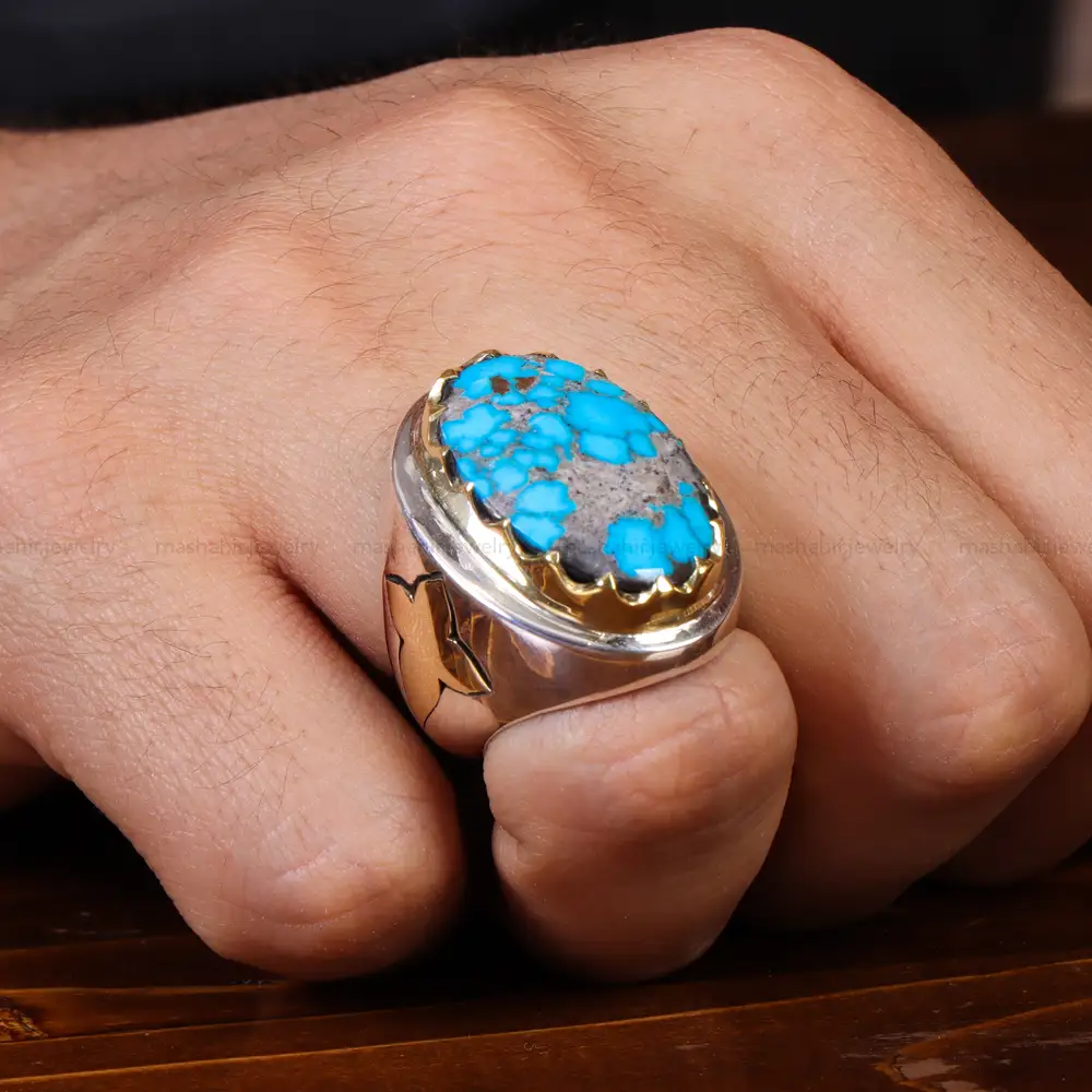 انگشتر فیروزه شجری مردانه کد 17978