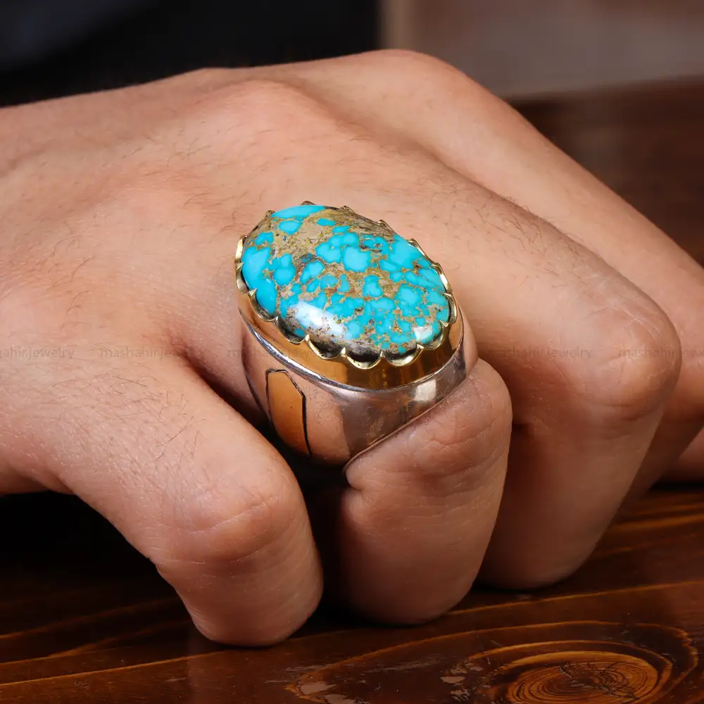 انگشتر فیروزه شجری مردانه کد 17991