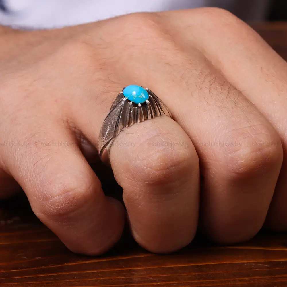انگشتر فیروزه شجری مردانه کد 18011